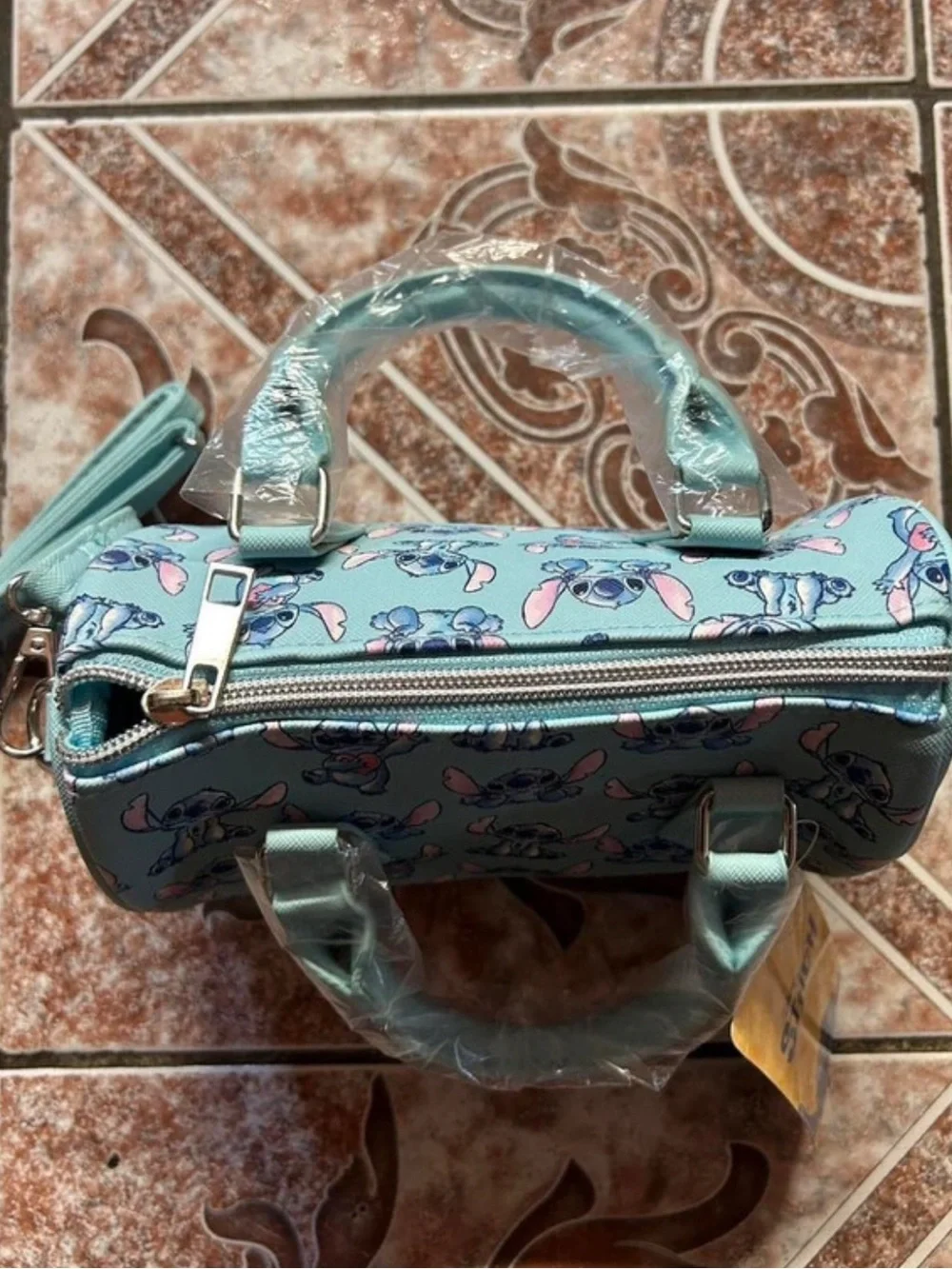 Disney Light Blue Stitch Pattern Kids Mini Handbag with wallet